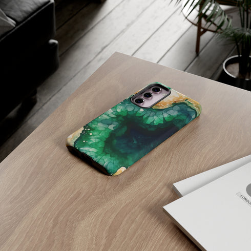 Green Geode in Watercolor - Impact Resistant Phone Case